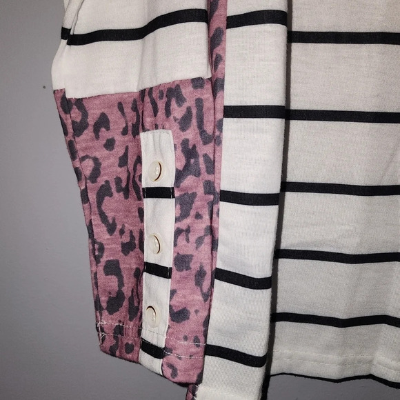 Small Striped & Pink Cheetah Print Blouse - Picture 6 of 6